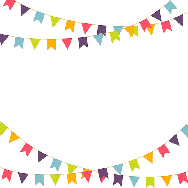 Cartel de fiesta con guirnaldas de colores ilustración vectorial