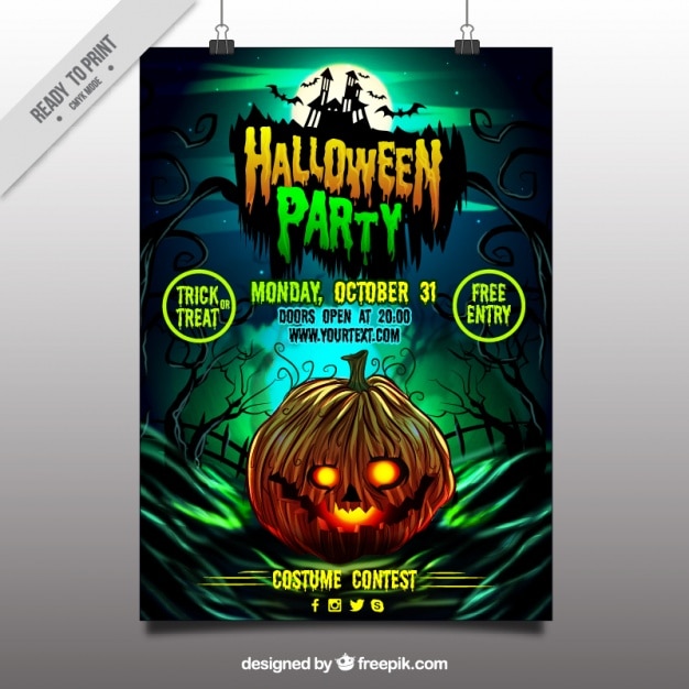 Vector cartel de fiesta de halloween de calabaza