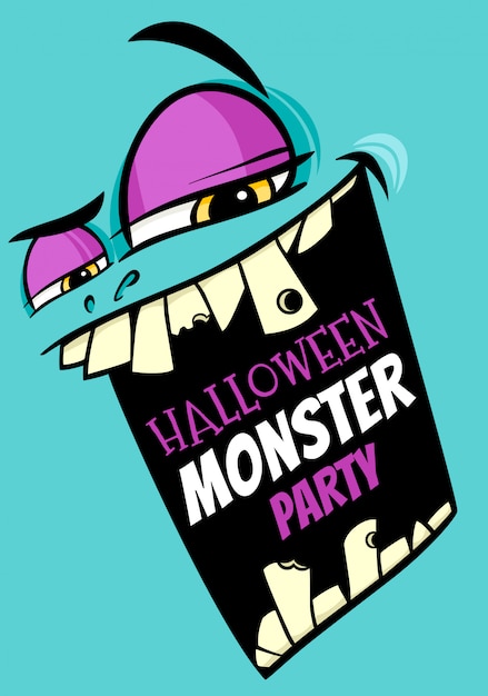 Cartel de fiesta de halloween con monstruo