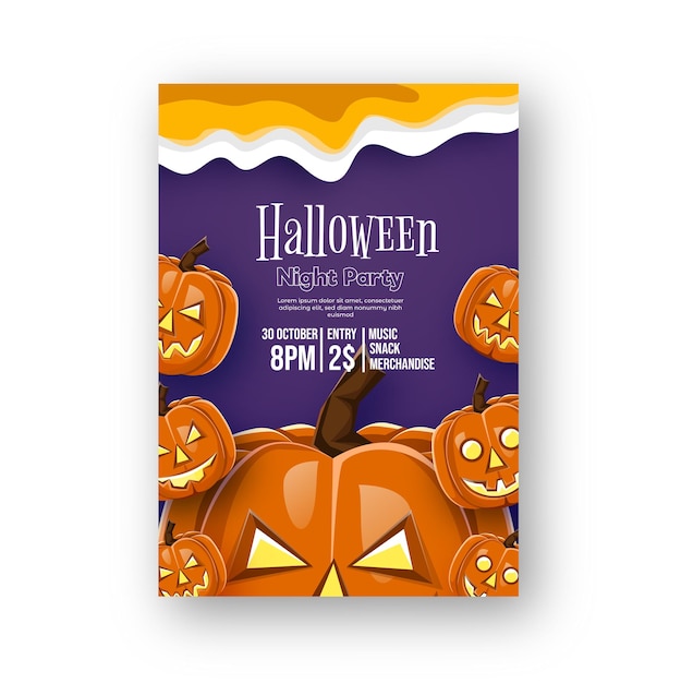 Vector cartel de fiesta de halloween realista con calabaza halloween