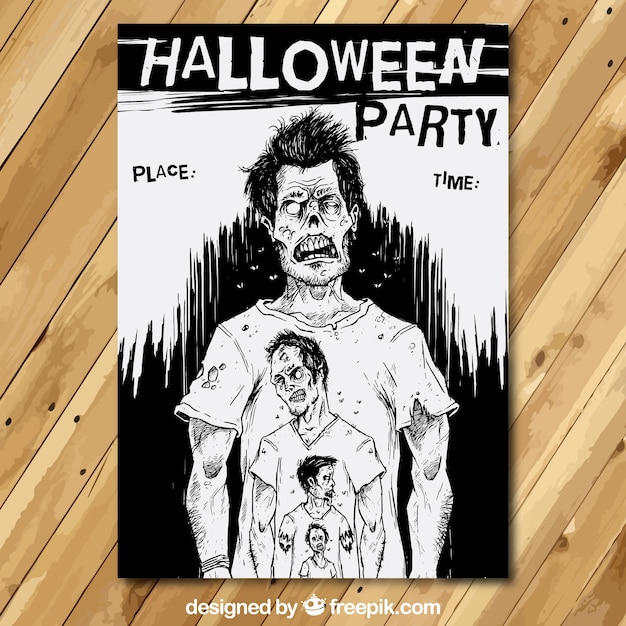 Vector cartel de fiesta de halloween con zombis