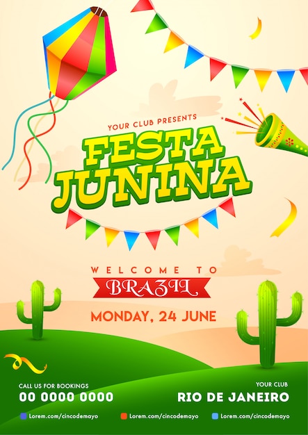 Vector cartel de la fiesta junina.