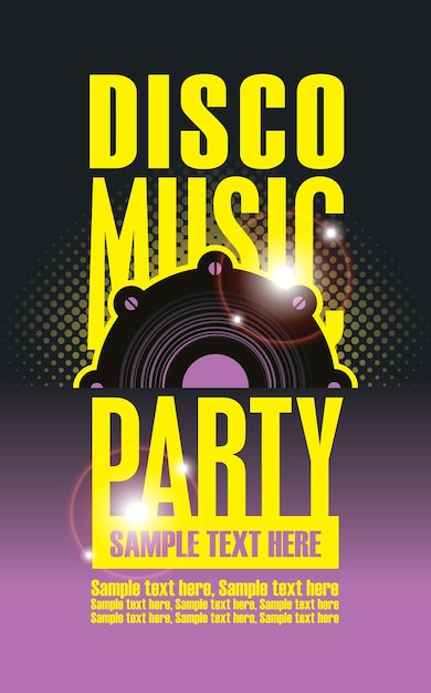 Cartel de fiesta de música disco con altavoz de audio