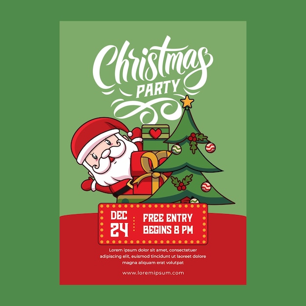 un cartel para la fiesta de Navidad con Santa Claus en él