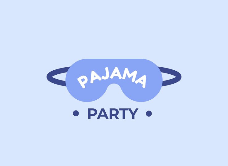 Vector cartel de fiesta de pijamas o pancarta con texto en antifaz para dormir en diseño plano
