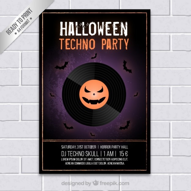 Cartel de fiesta techno de halloween