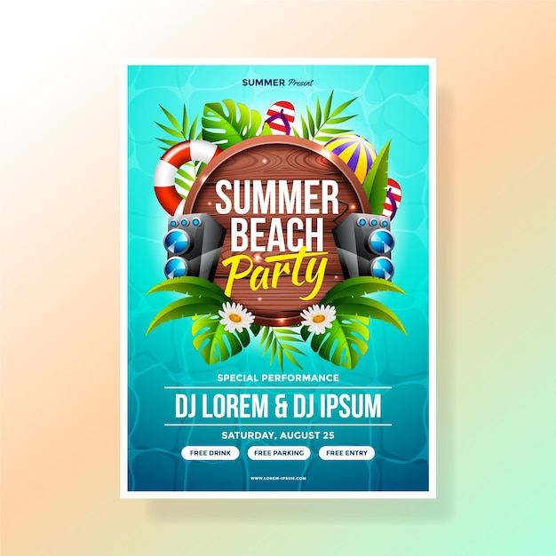 un cartel para una fiesta de verano con un tema tropical