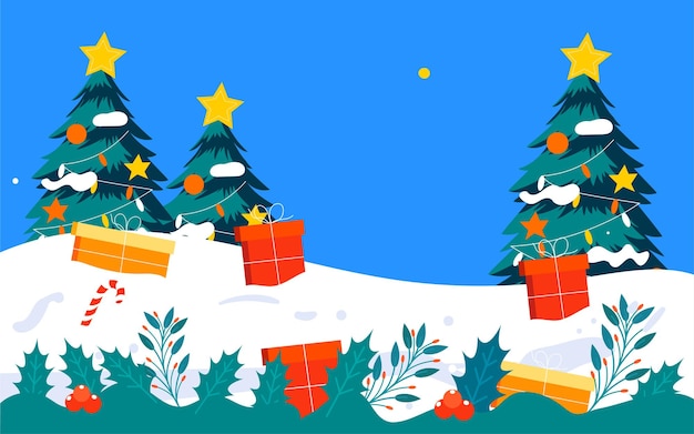 Cartel de fondo de dibujos animados de regalo de navidad ilustración decorativa de bola de cristal de muñeco de nieve