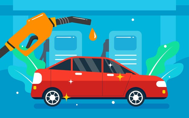 Cartel de fondo de mantenimiento y reparación de gasolineras de ilustración de servicio de reabastecimiento de automóviles