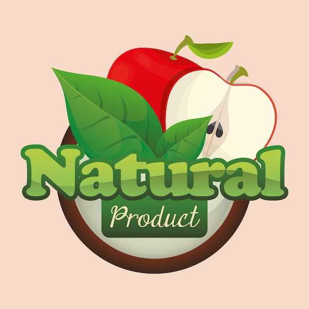 Cartel de fruta producto de manzana natural