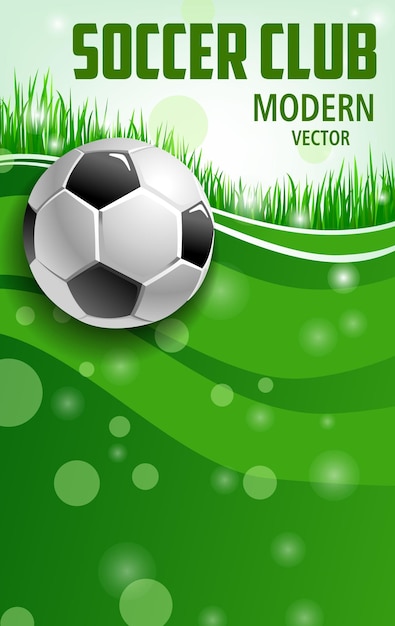 Cartel de fútbol hierba de campo verde y bola 3d