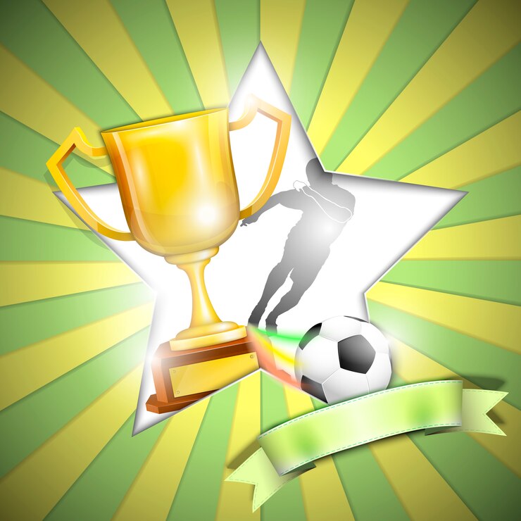 Vector cartel de fútbol con trofeo de la copa.