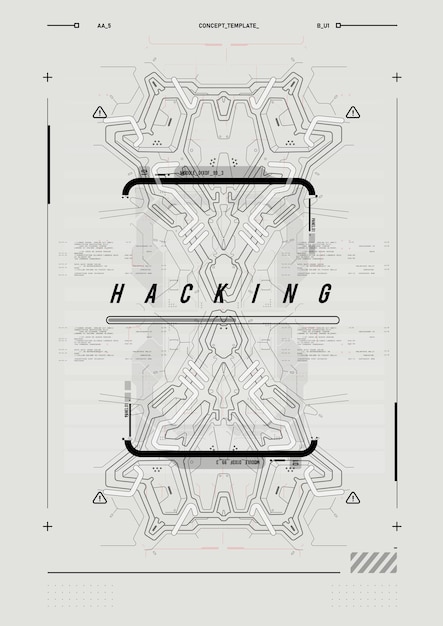 Cartel futurista retro cyberpunk Elementos de diseño digital estilo hud Formas de moda en estilo cyberpunk