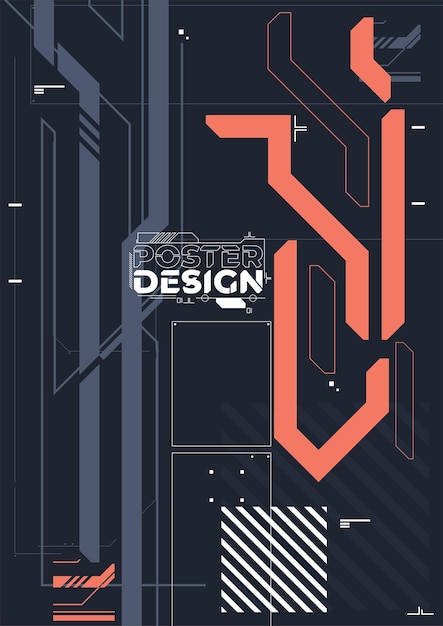 Vector cartel futurista retro cyberpunk ilustración vectorial