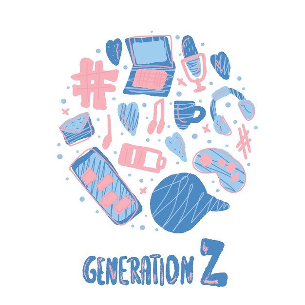 Cartel de la generación z Ilustración del concepto vectorial