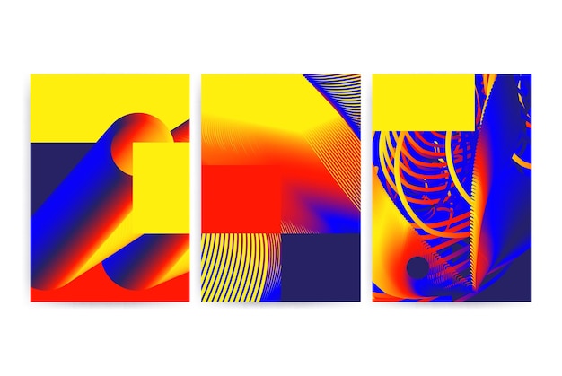 Cartel geométrico de vector de tendencia universal con máscara de recorte formas de degradado de colores brillantes y audaces Para folleto de revista Cartelera Venta tarjetas de felicitación Pegatinas Banners Conceptos de carteles Folleto