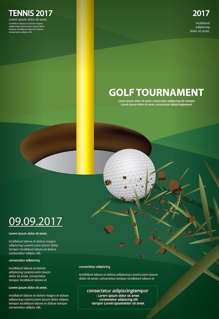 Cartel de golf campeonato ilustración vectorial