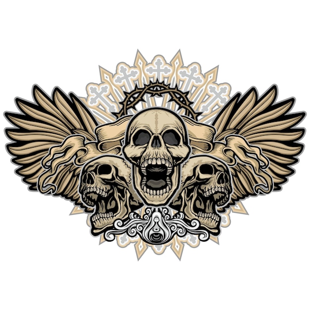 Cartel gótico con camisetas de diseño vintage grunge de calavera