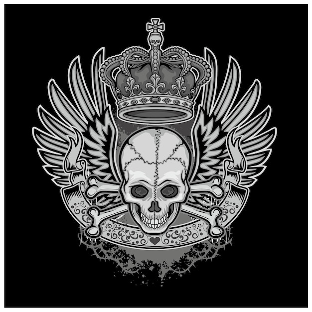 Cartel gótico con camisetas de diseño vintage grunge de calavera
