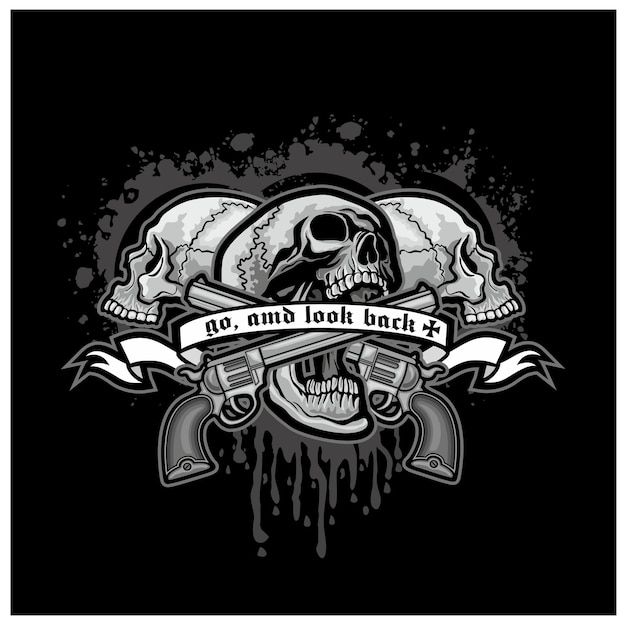 Cartel gótico con camisetas de diseño vintage grunge de calavera