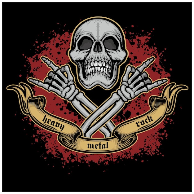 Cartel gótico con camisetas de diseño vintage grunge de calavera