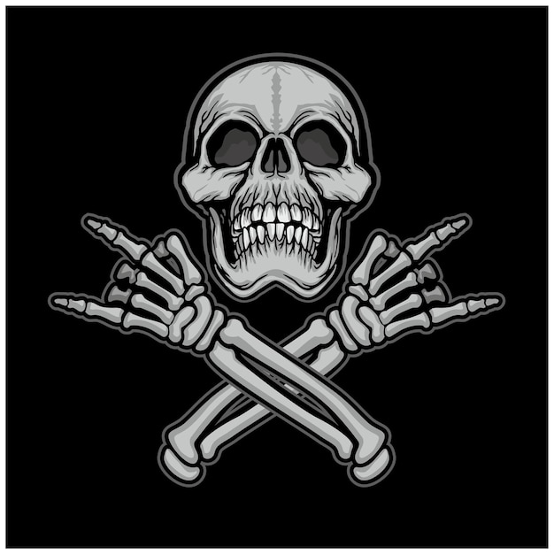 Cartel gótico con camisetas de diseño vintage grunge de calavera