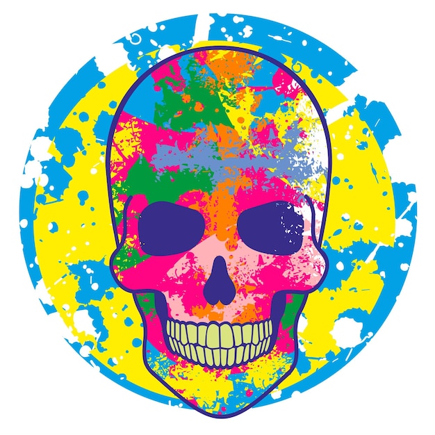 Cartel gótico con camisetas de diseño vintage grunge de calavera