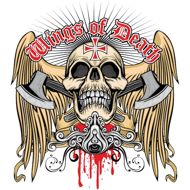Cartel gótico con camisetas de diseño vintage grunge de calavera