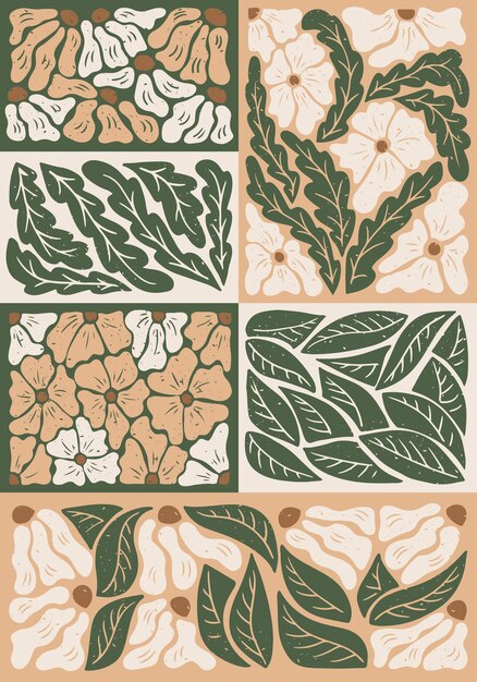 Vector cartel gráfico vertical con plantas abstractas
