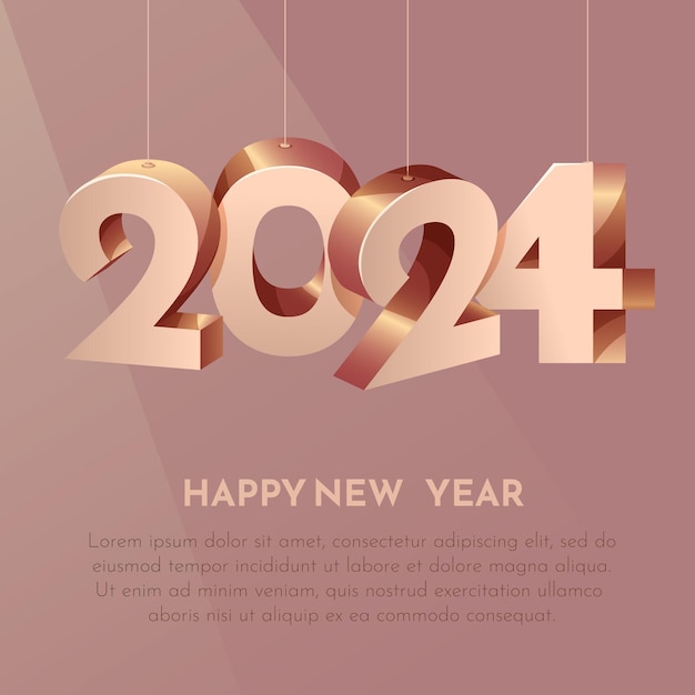 cartel con grandes números 3d 2024 Feliz año nuevo