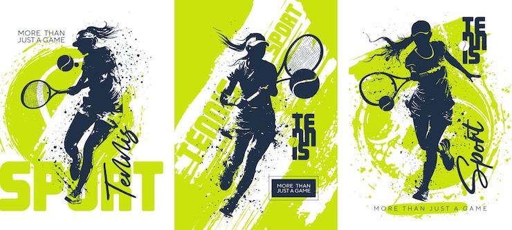 Vector cartel de grungestyle dedicado al tenis y los deportes jugador de tenis con una pelota de tenis