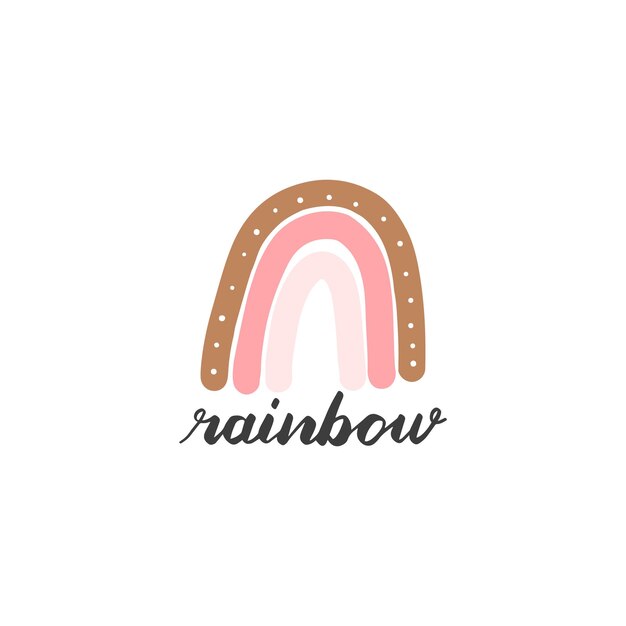 Cartel de guardería con estampado de arco iris con concepto de colores neutros de letras para sala de juegos