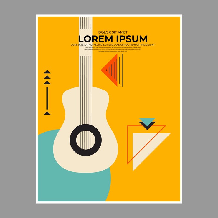 El cartel de la guitarra abstracto
