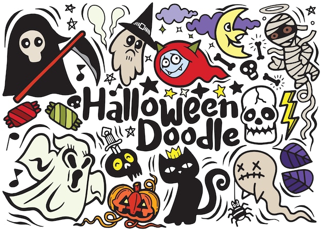 Cartel de Halloween con vampiro bruja momia lobo hombre fantasma reaper carácter
