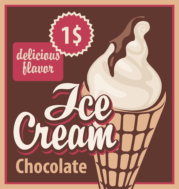 Vector cartel con helado de chocolate