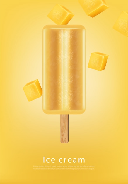 Cartel de helado de mango