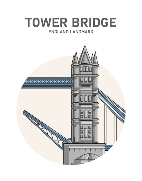 Vector cartel histórico de la torre del puente de inglaterra
