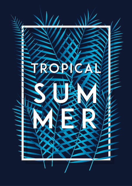 cartel de la hoja de verano tropical