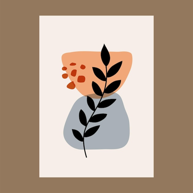 Cartel con hojas de plantas conceptos abstractos y colores pastel