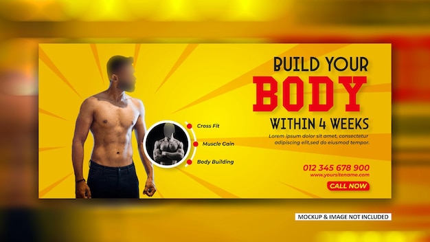 Un cartel de un hombre con un cuerpo que dice construir tu cuerpo sin un cuerpo