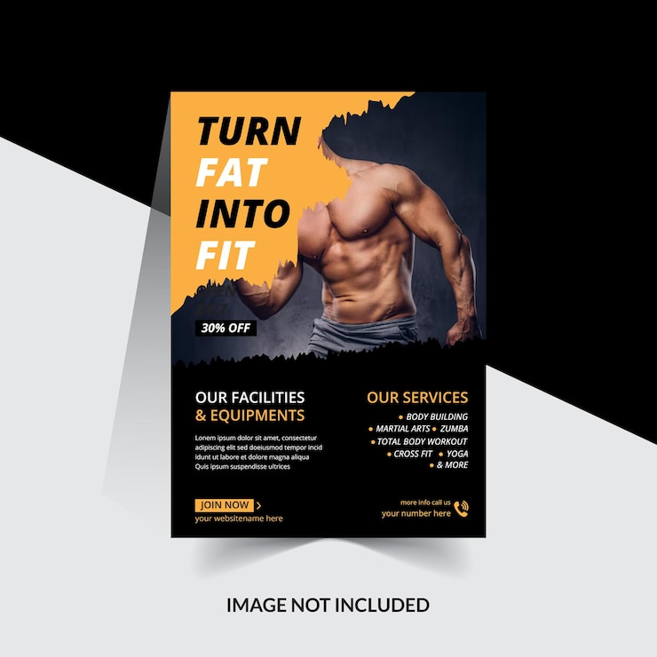 cartel para un hombre con plantilla de volante de fitness de gimnasio