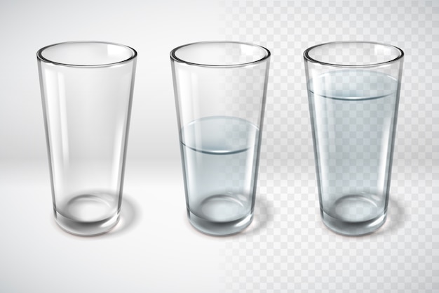 Vector cartel horizontal de vasos de vidrio realista