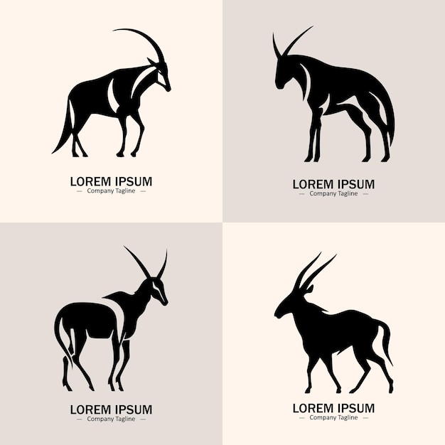 El cartel con el icono del logotipo de la cabra para la carnicería de la tienda de carne de ciervo silueta del icono de la Cabra sobre fondo blanco