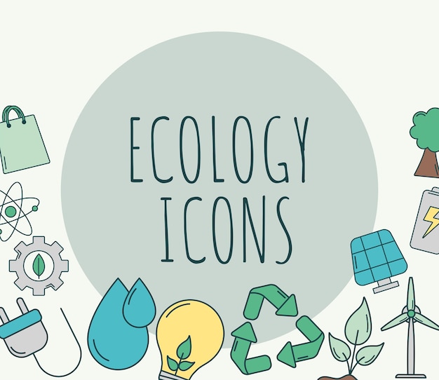 Cartel de iconos de ecología