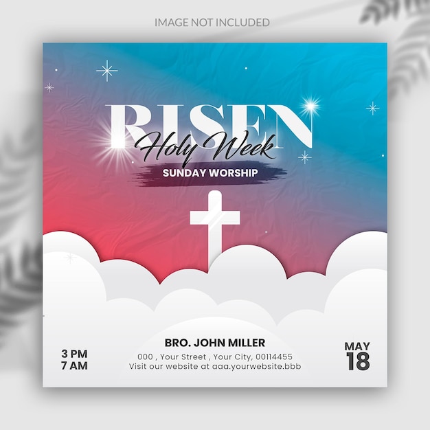 un cartel para la iglesia de los buenos pastores con una cruz en la parte superior