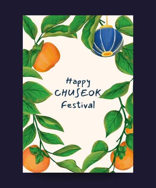 cartel de ilustración para celebrar el festival chuseok del día de acción de gracias asiático