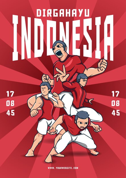 Cartel Ilustración Día Independencia Indonesia