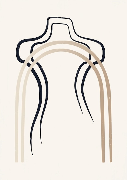 Cartel de ilustración estética abstracta con cuerpo lineal.