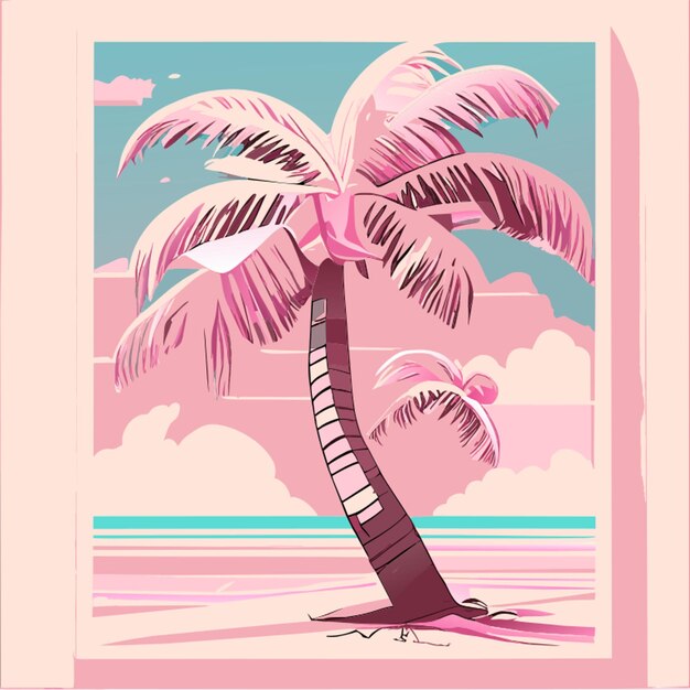 cartel para la ilustración vectorial del árbol de coco