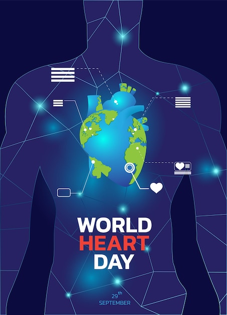 Vector cartel de ilustración vectorial o pancarta para el fondo del día mundial del corazón